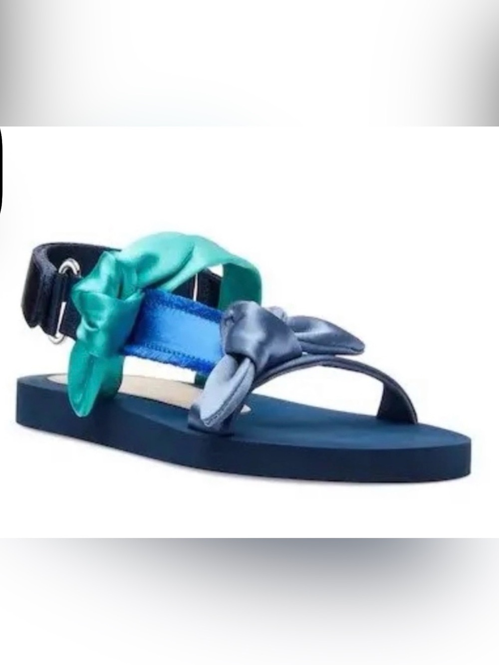Stuart Weitzman Multicolor Satin Knot Flat Sandals